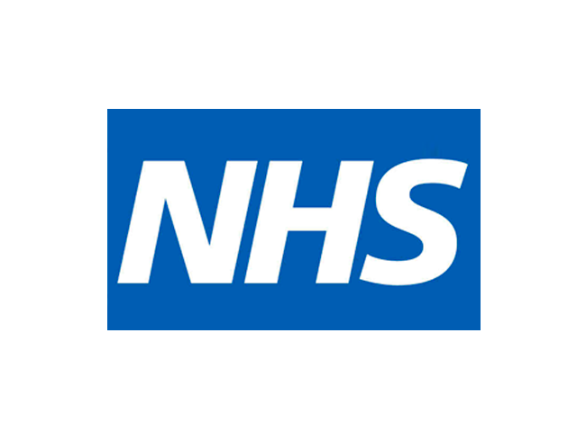 NHS logo on a blue background