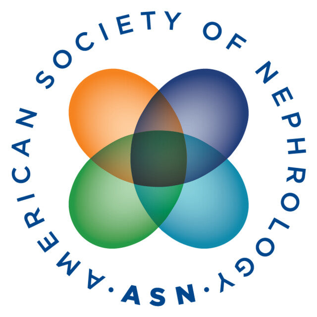 Logo of the American Society of Nephrology with four intersecting circles in orange, blue, green, and purple on a white background.